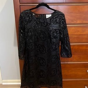 EUC Yoana Baraschi Blue Label Black Mesh Sequin Dress (6)